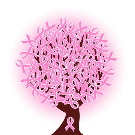 Breast Cancer Pink Ribbon Tree Stock Vector - Illustration of badge ...