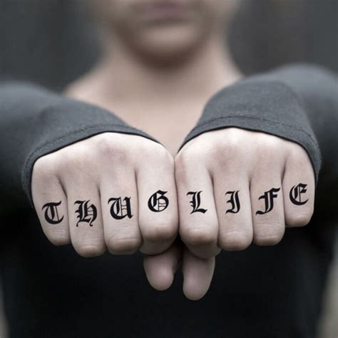 Thug Life Men Finger Temporary Tattoo Sticker (Set of 2) | Finger ...