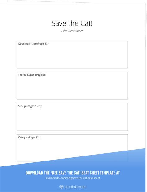 Save The Cat Beat Sheet Template