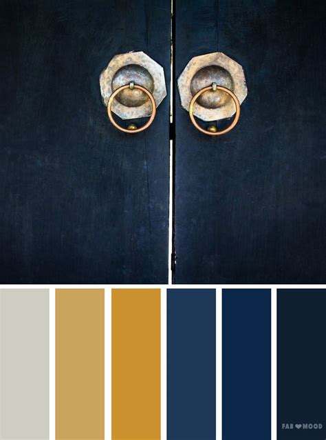 blue and gold color scheme ,color palette inspired by old door