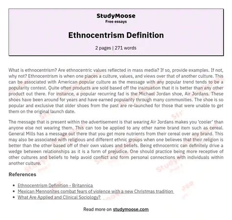 Ethnocentrism Definition Free Essay Example