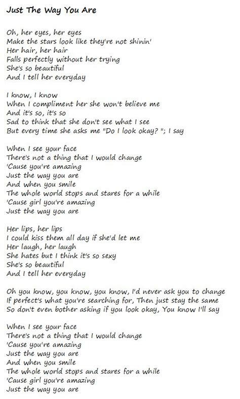 Beautiful Just The Way You Are Song Lyrics - beautifuljullld