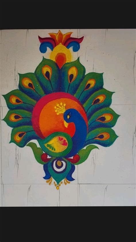 Peacock Rangoli Design for Diwali