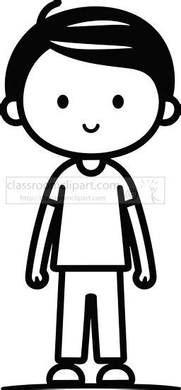 Children Outline Clipart-stick figure kid 4 black outline