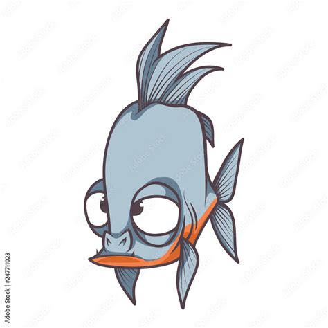 funny face piranha fish cartoon Stock Vector | Adobe Stock