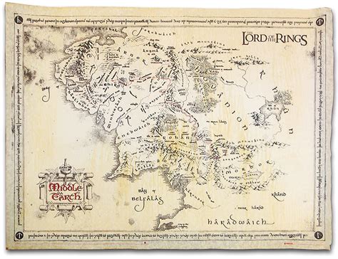 The Lord Of The Rings - Vintage Parchment Poster - Middle Earth Map (26 ...