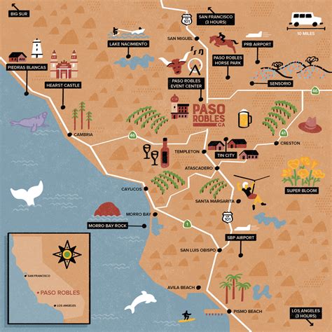 Illustrated Tourism Map of Paso Robles, California by Nate Padavick ...