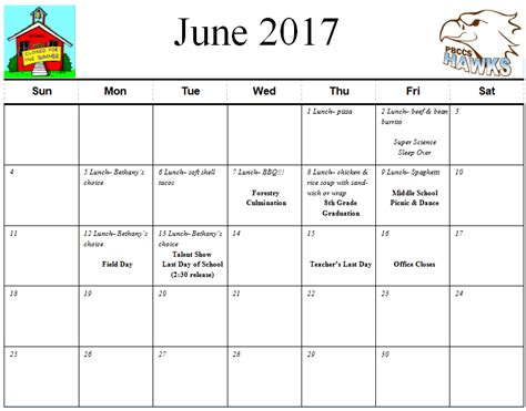 June Calendar - Powell Butte Community Charter School