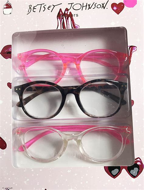 New Betsey Johnson 3 PAIRS Reading Glasses NEON PINK/Brown/CLEAR ...