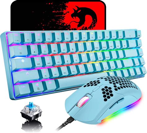 60 Percent Mechanical Gaming Keyboard Blue Switch 68 Keys Wired RGB 18 ...