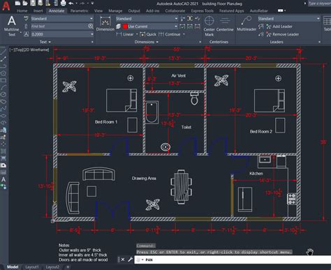 How to make House Floor Plan in AutoCAD - Learn