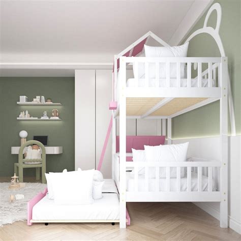 BESTCOSTY Pink Twin Wood Bed Frame with Storage in the Beds department ...