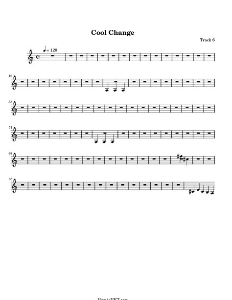 Cool Change Sheet Music - Cool Change Score • HamieNET.com