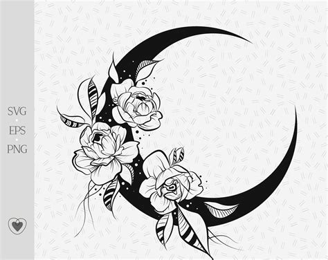 Flower moon svg сelestial svg crescent moon svg floral | Etsy in 2021 ...