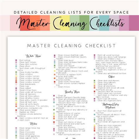 Master Cleaning Checklist- Cleaning Checklist Printable, Home Cleaning ...