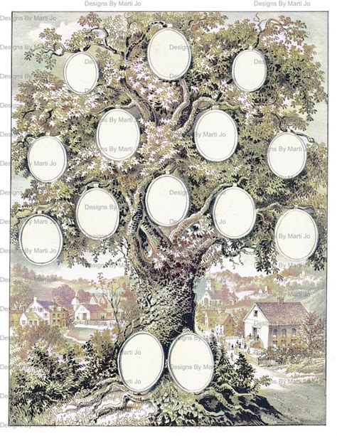 Vintage Family Tree Template Antique Family Record Poster | Etsy