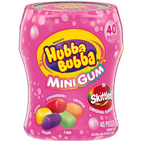 Hubba Bubba Mini Bubble Gum - Skittles Flavored, 40 Count Resealable ...