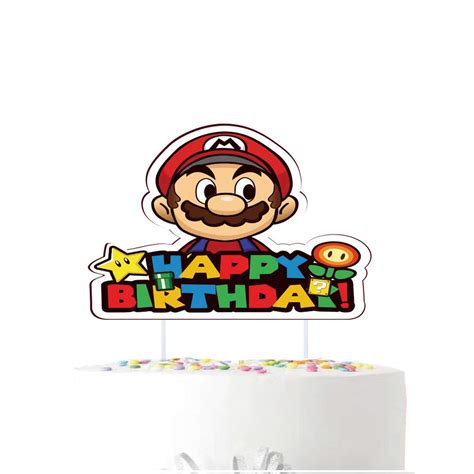 Buy Cake Topper for Super Mario Happy Birthday Cake Topper , Kids Boys ...