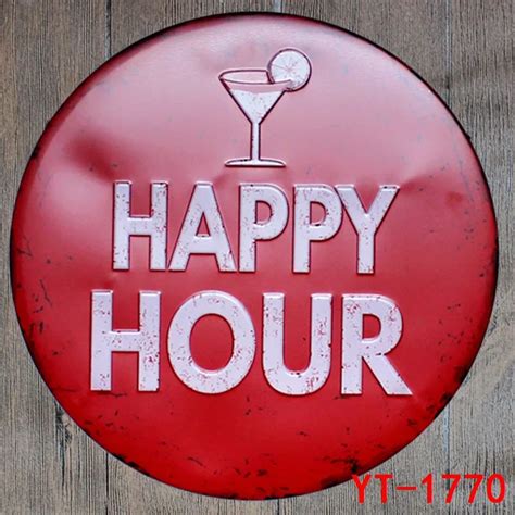 30X30CM Happy Hour Vintage Home Decor Tin Sign for Wall Decor Metal ...