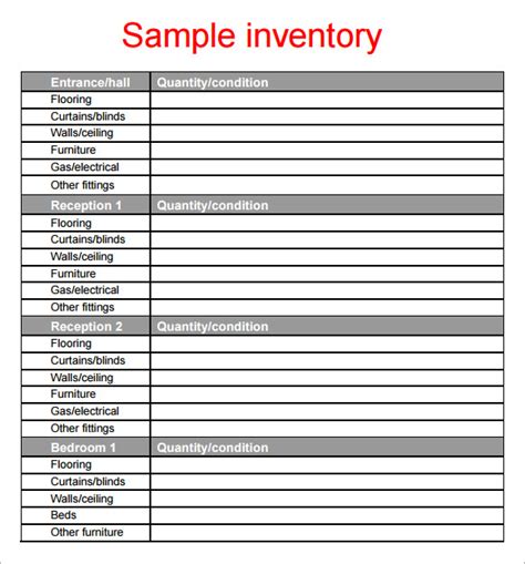 10+ Property Inventory Template | DocTemplates