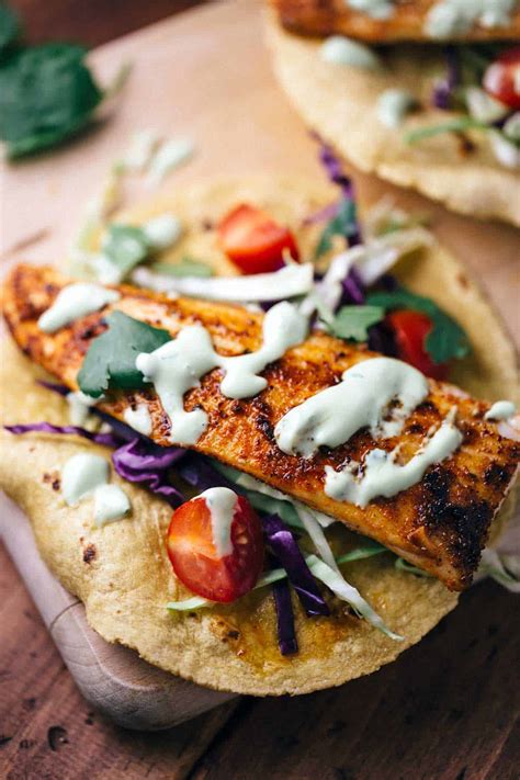 Blackened Fish Tacos with Avocado Sauce - Jessica Gavin