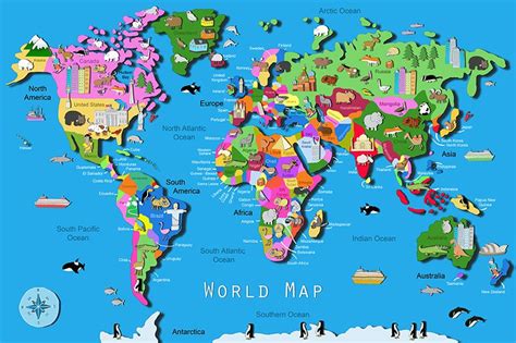 World Map With Countries For Kids - Bobbie Stefanie