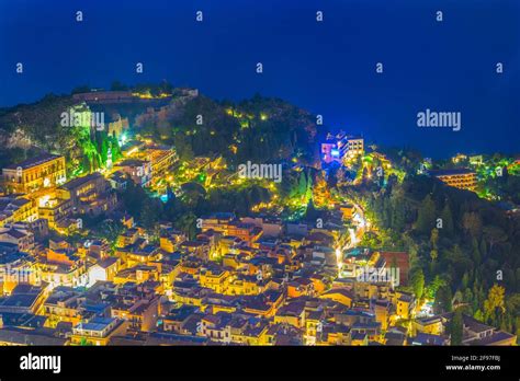 Night view of Taormina, Sicily, Italy Stock Photo - Alamy