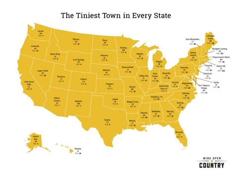 Map Shows the Smallest Town in Every State | Map, Small towns usa ...