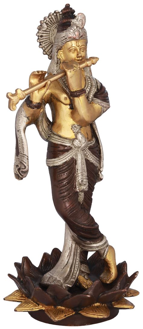 11" Chandravanshi Krishna, Of The Lunar Dynasty In Brass | Handmade ...