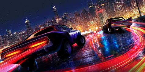 Cool Cars With Neon Lights Wallpaper