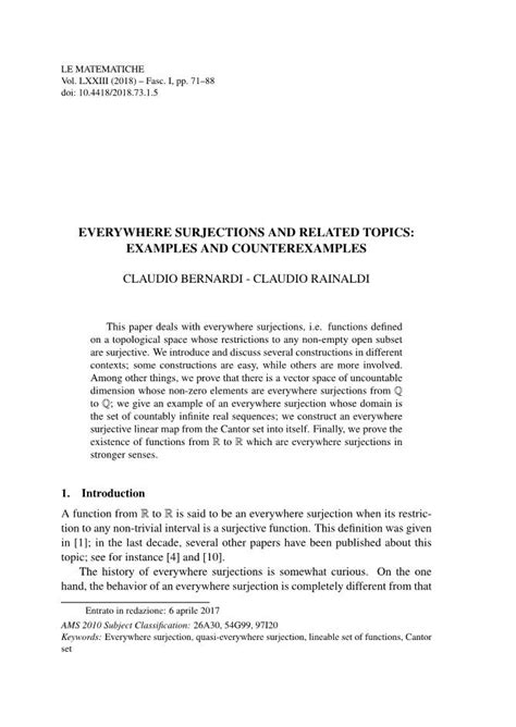 Everywhere Surjections and Related Topics: Examples and Counterexamples ...