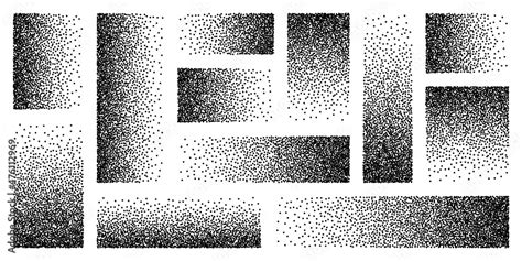 Stipple pattern, dotted rectangular design elements. Stippling, dotwork ...