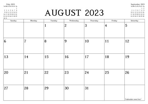 Free August 2023 Printable Calendar - Printable Templates Free