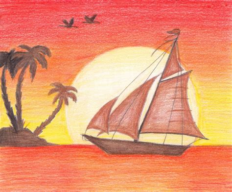 Sunset Sketch Pencil at PaintingValley.com | Explore collection of ...