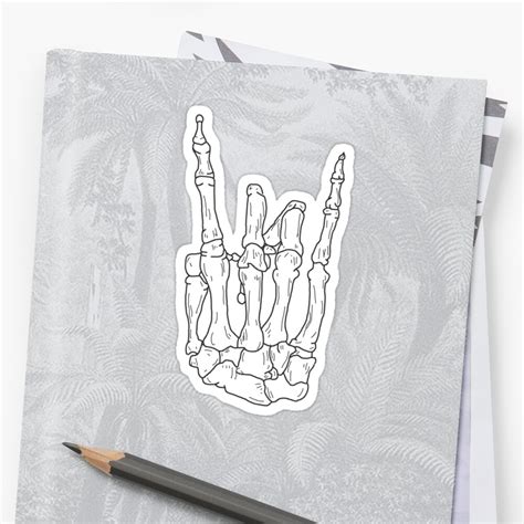 "skull hand rock sign " Stickers by Skylar Devlin Cruz | Redbubble