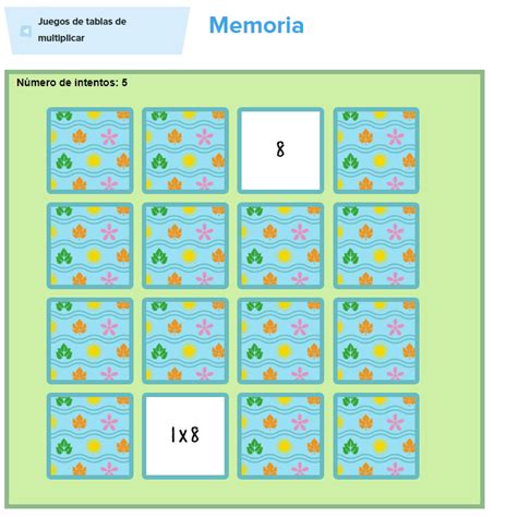 Juego Tablas de multiplicar de memoria (Tablasdemultiplicar.com ...