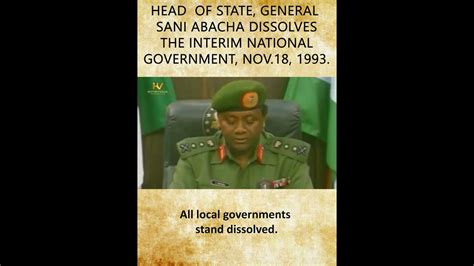 General Sani Abacha's Inaugural Speech, 1993 - YouTube