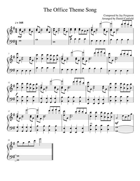 The office theme song sheet music for piano pdf nbc network shows ...