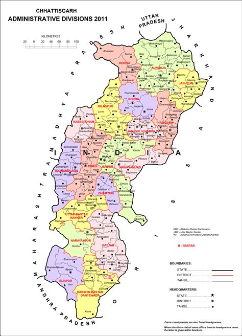 High Resolution Map of Chhatisgarh - BragitOff.com