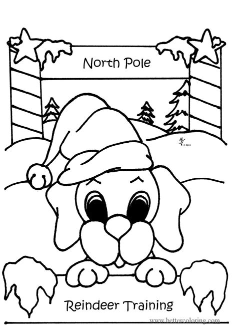 North Pole Christmas Dog Coloring Pages - Free Printable Coloring Pages