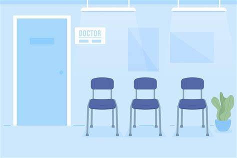 Chairs in doctor office reception room flat color vector illustration ...