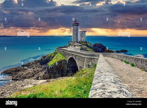 Phare petit minou lighthouse in Plouzané with dramatic clouds at the ...