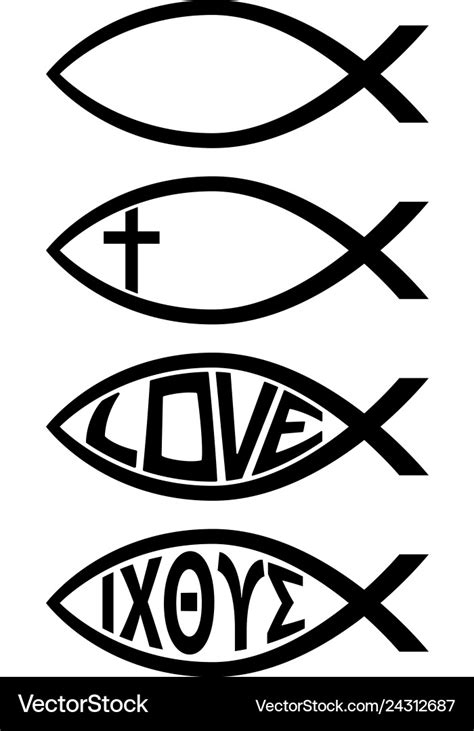 Ichthus christian fish symbol religious icon Vector Image