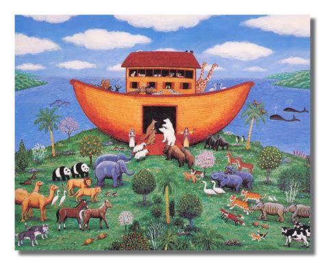 Noah's Ark Animal Pairs Kids Room Bible Story Art Print 16x20 Great ...