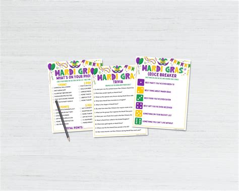 Mardi gras games bundle mardi gras party games fun printable games ...