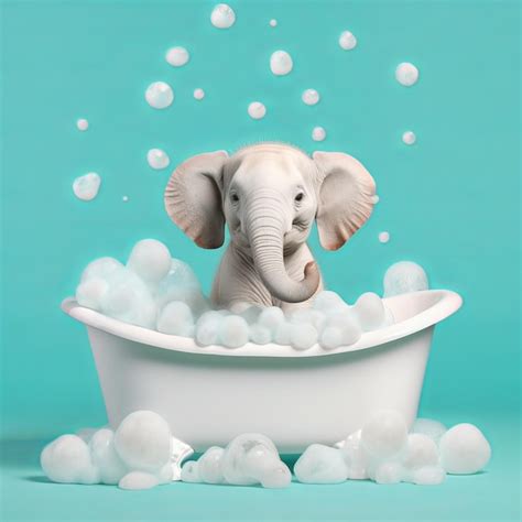 Premium AI Image | Adorable Baby Elephant Bathing