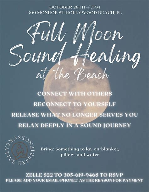 Full Moon Sound Healing at the beach, 300 Monroe St, Hollywood, October ...