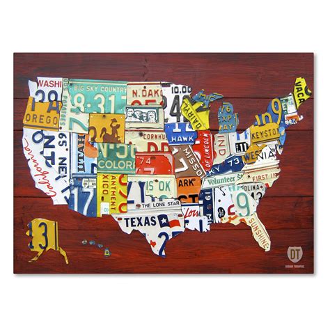 Trademark Fine Art 'License Plate Map USA' Canvas Art by Design ...