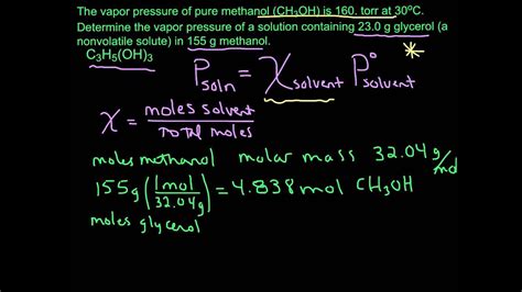 Calculating Vapor Pressure using Raoult's Law (nonvolatile solute ...