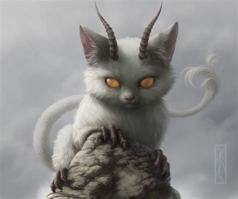 Download Creature Horns Fantasy Cat HD Wallpaper by Kotikomori